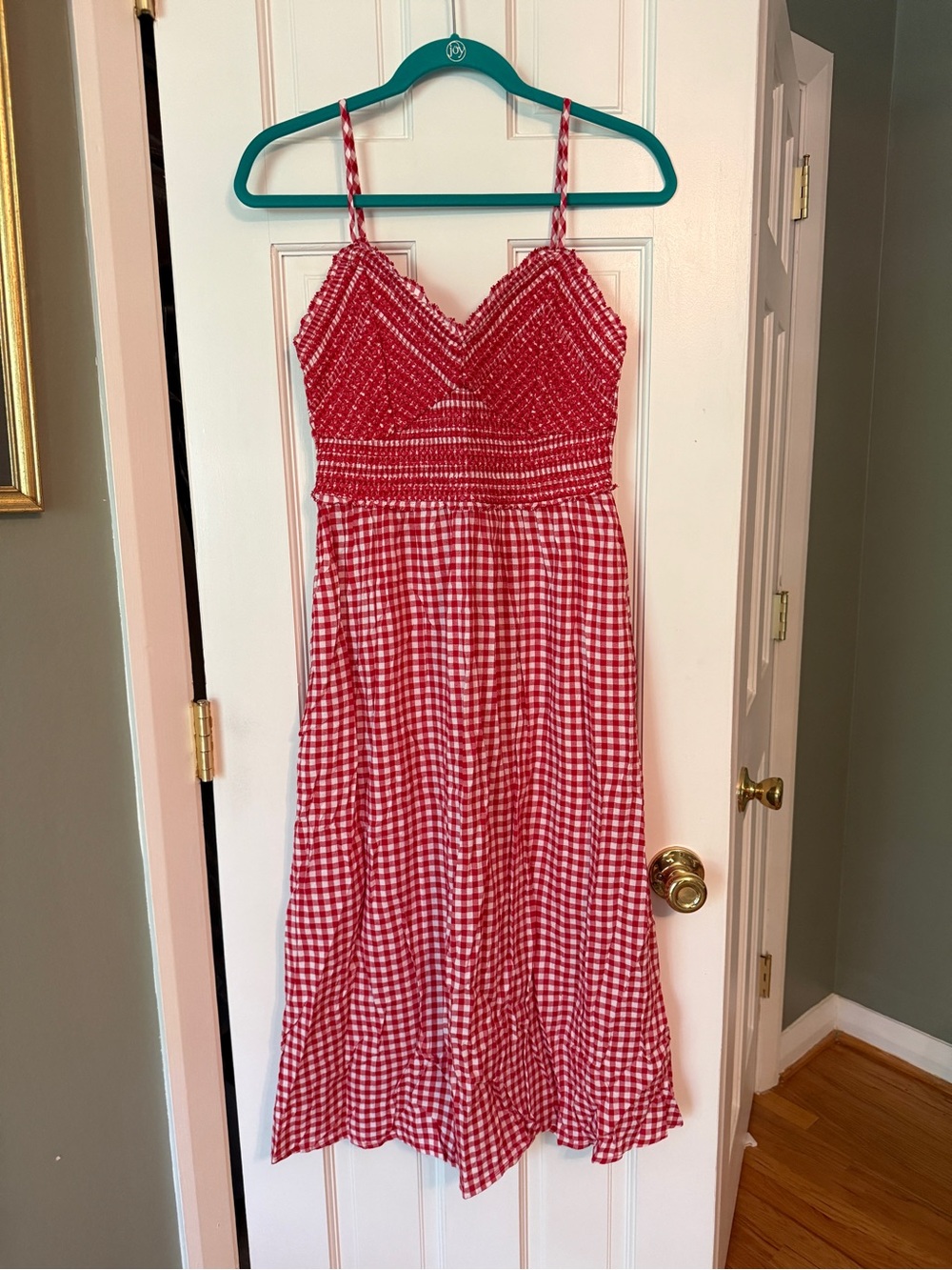 Old Navy Red Gingham Midi Dress